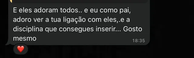 Print de mensagem de agradecimento de aluno ou encarregado de educação