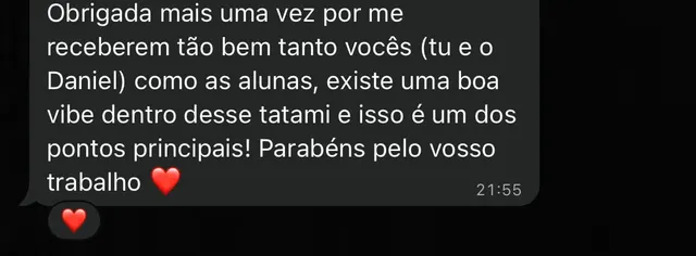Print de mensagem de agradecimento de aluno ou encarregado de educação